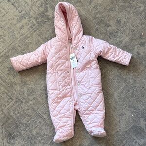 Ralph Lauren Light Pink Quilted Baby Footie